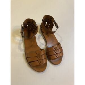 Ralph Lauren Collection Purple Label Flats Sandals 7 37 Italy Tan Gold Gladiator
